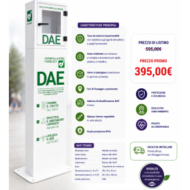 Totem per defibrillatore con teca da esterno impermeabile