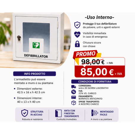 Armadietto per defibrillatore -Uso Interno-